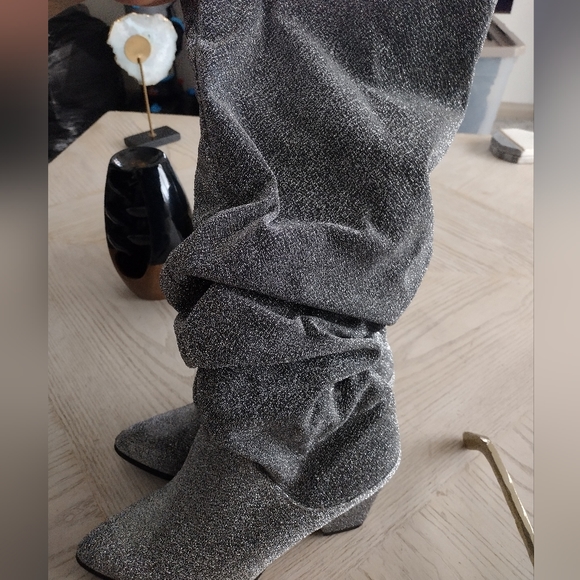 Silver Glitter Boots - Picture 2 of 6